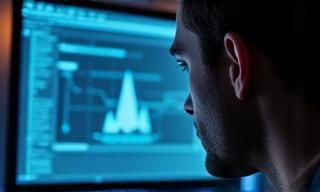 Person looking at a network diagram on a screen